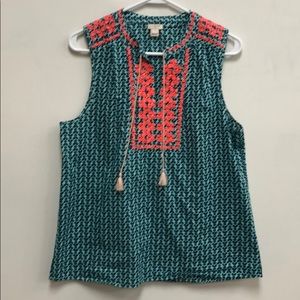 J. Crew Embroidered Sleeveless Top